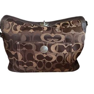 Coach Dark Brown Signature Shoulder Bag